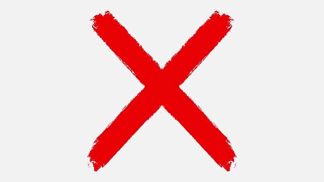 Red cross mark animation, 4k loopable with alpha channel.red cross mark, X brush mark on transparent background.
cross painted by wide brush, X cross Mark, Animated red x mark doodle hand drawn cross.