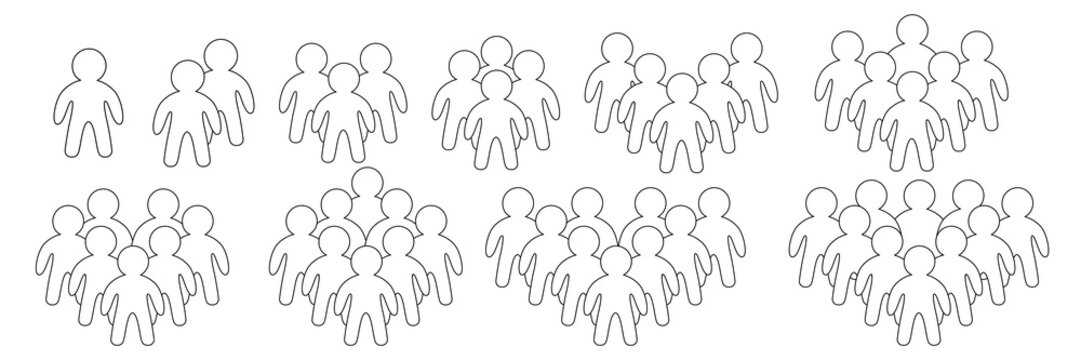 People group growth illustration showing increasing team size, community expansion, workforce development, population growth, and business scaling concept.