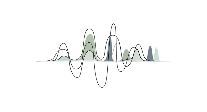 Abstract representation of statistical data visualization with probability distributions.