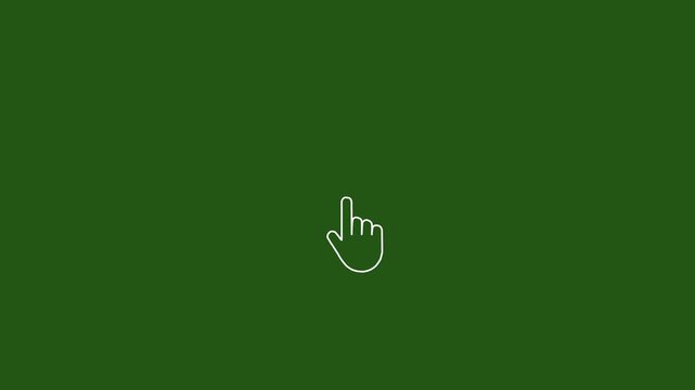 White Outline Hand Cursor Icon on Green Background pointer click