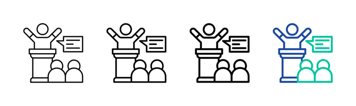 Motivational Speech Icon Collection Different Style Outline
