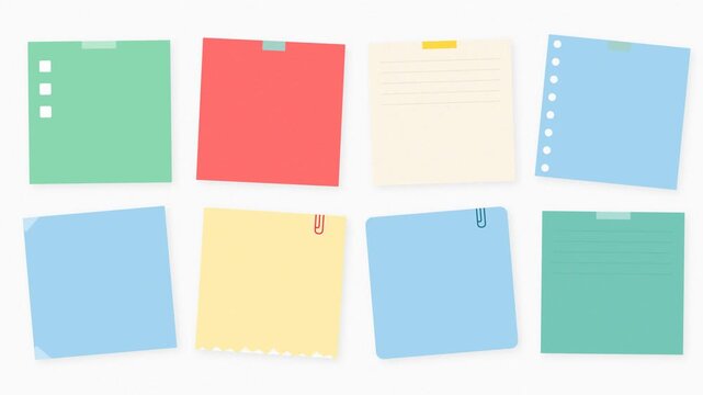 Notes Animation with Various Memo Pads Coming into Frame for Creative Use