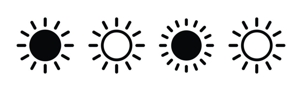Sun Icon Showcasing Light Rays, Brightness Symbol, Daylight Sign, and Solar Vector Illustration