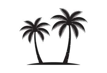 Fototapeta premium Minimal two palm tree silhouette. Two palm tree vector illustration.