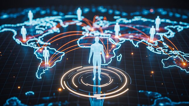 Global workforce network with digital communication and connected people