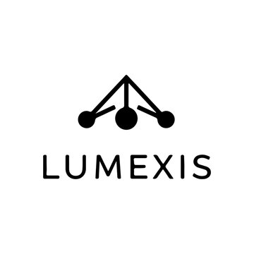 Basic geometric dot logo above Lumexis with minimalist branding style Vector illustration
