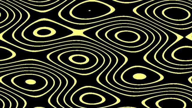 Abstract geometric motion design with glowing yellow concentric circles on black background