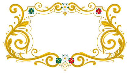 Fototapeta premium Ornamental frame inspired by Argentine fileteado porteño, featuring floral motifs and elegant details. A traditional design that adds authenticity and charm to creative projects.