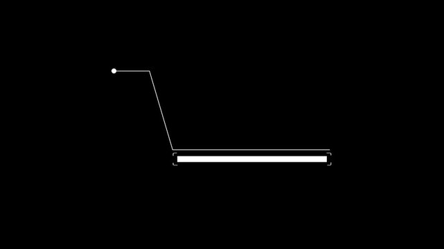 Minimalist white line with a dot and brackets on a black background, representing a simple data point, connection, or a basic UI in a technical interface. 