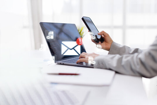 Concepts of using email in business, sending and replying to emails with customers, company email notifications and virus screening, official business communication. 