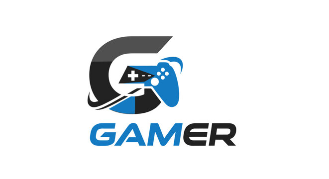 Gamer logo with game controller.