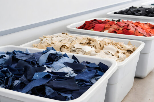 Sorted Textile Scraps Ready for Sustainable Recycling