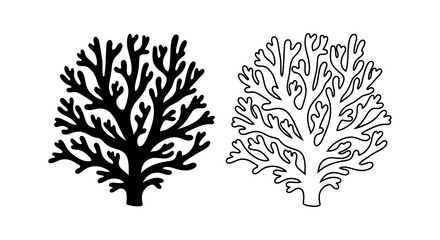 Coral Silhouette Shapes Black And White Line Art Illustration © Bismillahadobe