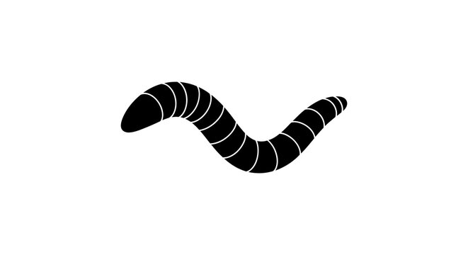 Worm Silhouette On White Background Simple Black And White Illustration