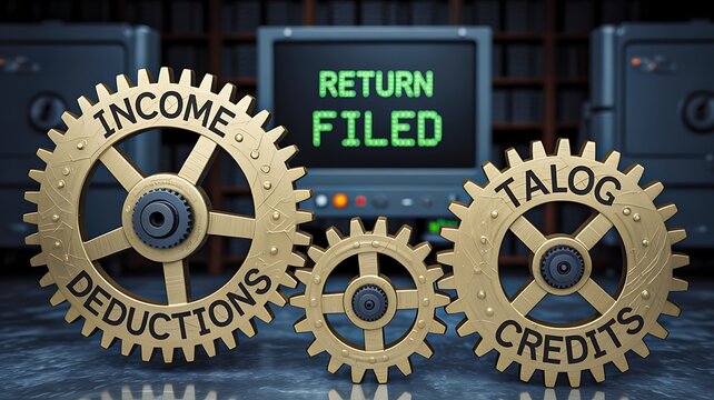 Income deductions tax credits and return filed financial accounting concept