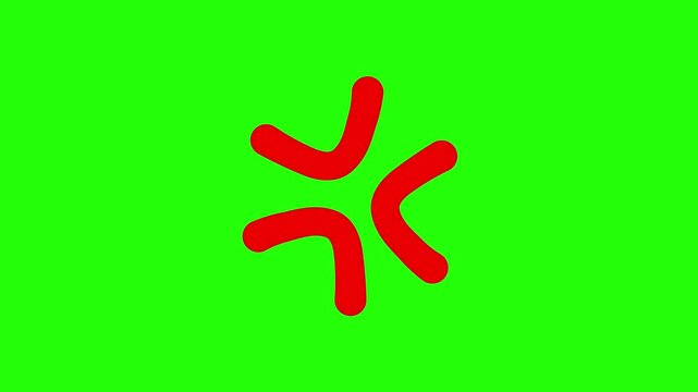 Red Anger Emotion Symbol Cartoon Animation on Green Screen Background 4K