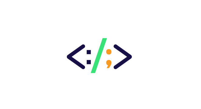 A minimalist graphic icon representing software development and computer programming