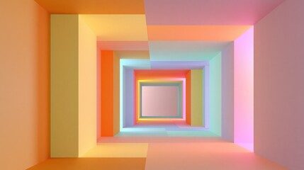 Fototapeta premium Abstract Colorful Tunnel or Corridor with Soft Geometric Shapes and Gradient Lighting