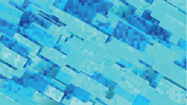 Abstract Blue Geometric Pixelated Background Pattern