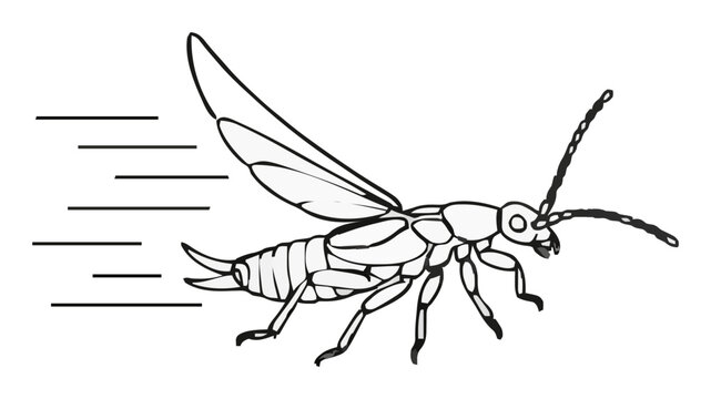 Earwig insect macro line art vector icon. Generative AI