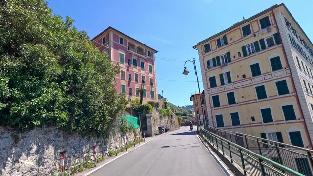 Scenic Drive Through Historic Coastal Village Architecture in Portofino Italy