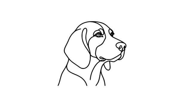 Zoe dog line art icon vector with minimalist continuous monoline pet profile illustration