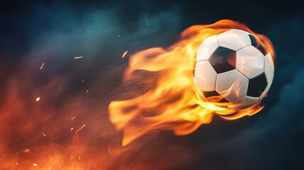 Naklejka premium Vibrant Dynamic Football World Cup Match Scene with Neon Accents Energetic Player Action for Sports Promotions Social Media Content and Event Campaigns