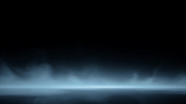 Horror dark background blue mist fog smoke empty space spotlight glow gradient abstract mystery black space blue light fog horizon line glow empty scene minimal copy space black void blue light fog