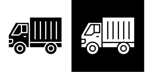 Fototapeta premium Delivery Truck Icon Set White Glyph Style Collection