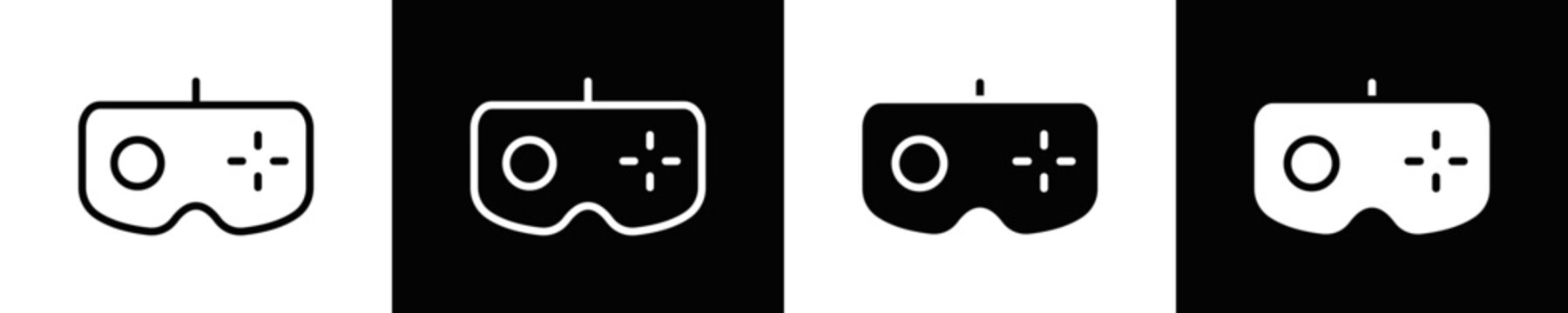 Gamepad Icon Set White And Black Background Style