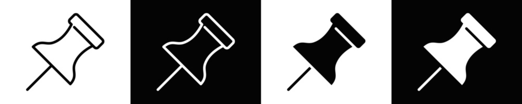 Thumbtack Icon Set White And Black Background Style