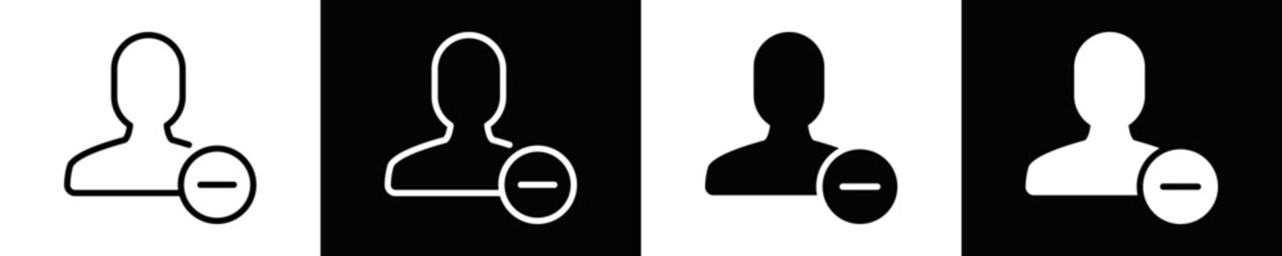 Remove User Icon Set White And Black Background Style