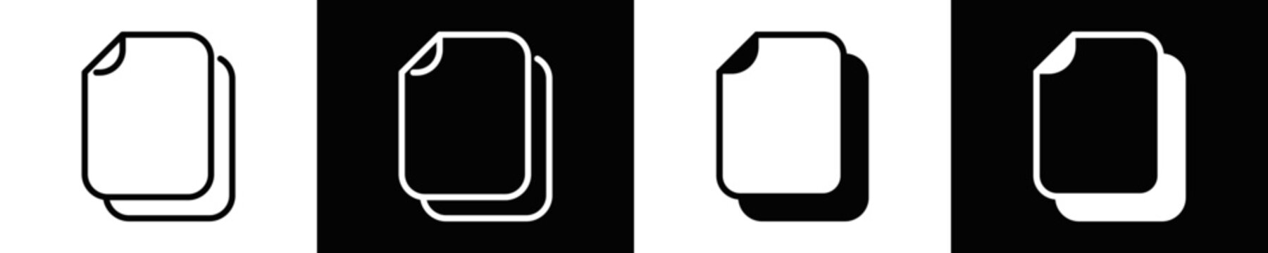 Duplicate File Icon Set White And Black Background Style