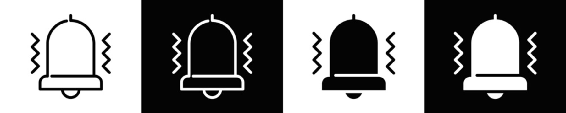 Alarm Ring Icon Set White And Black Background Style