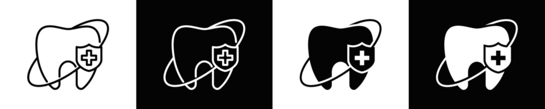 Dentistry Icon Set White And Black Background Style