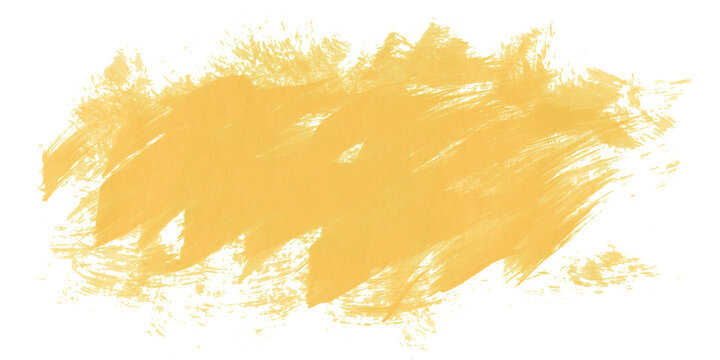 vibrant yellow watercolor paint splash and broad brush stroke isolated on a clean transparent backdrop
