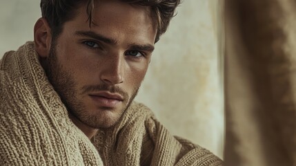 Fototapeta premium Close up portrait of a handsome man