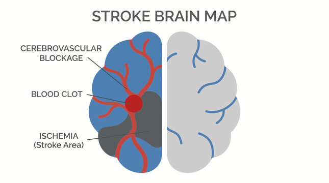 Stroke Brain Ischemia Blood Clot Cerebrovascular Blockage Map