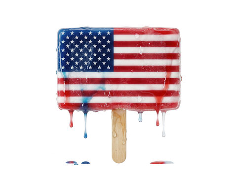 Melting popsicle with american flag design