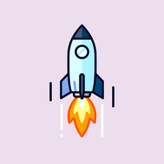Fototapeta premium A stylized illustration of a rocket ship launching into space