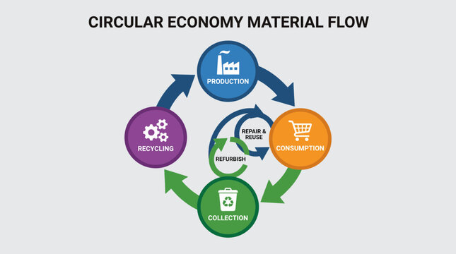 Recycling Loop Circular Economy Material Flow Diagram