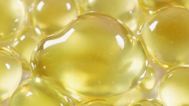 Macro Golden Oil Gel Bubbles 4K Generative AI