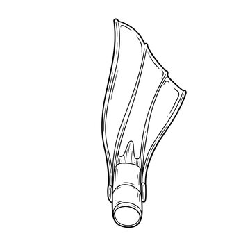 Stylized flipper artwork with curving lines and sleek design in black and white sketch
