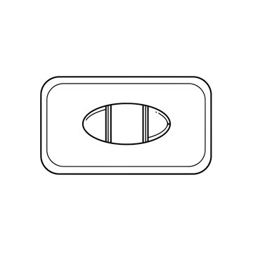 American Football Outlined football design, centered in a rounded rectangle, bold black lines