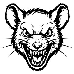 monochrome vector illustration of animal head ideal for coloring page and esport logo © Alex