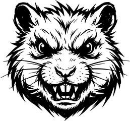 monochrome vector illustration of animal head ideal for coloring page and esport logo © Alex
