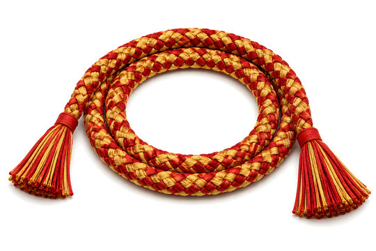Kumihimo Japanese Braided Silk Cord with Geometric Diamond Pattern Traditional Craft 3D Clay Render Illustration
