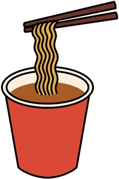 Cup Noodles With Chopsticks Lifting Ramen Noodles