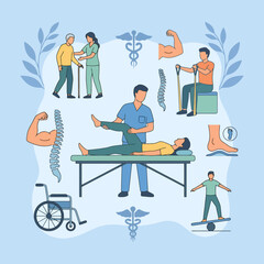 Fototapeta premium A professional therapist assists a patient with physical rehabilitation