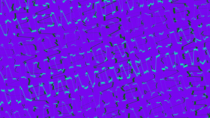 Fototapeta premium Purple background with chaotic turquoise and black abstract shapes pattern
